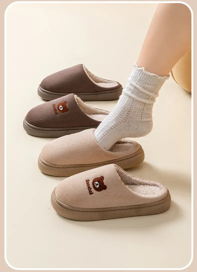Bear Shaped Cotton Slippers for Women Warm Indoor Winter — feature 25