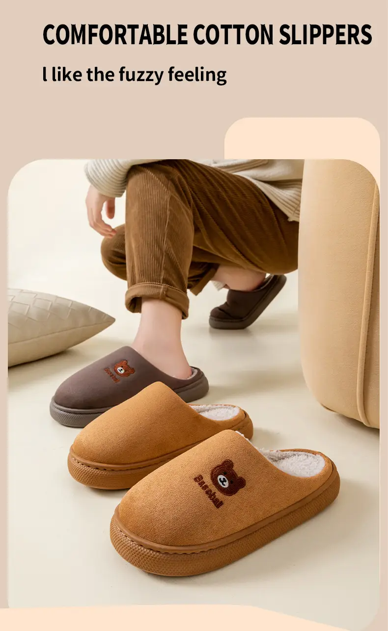 Bear Shaped Cotton Slippers for Women Warm Indoor Winter — feature 7