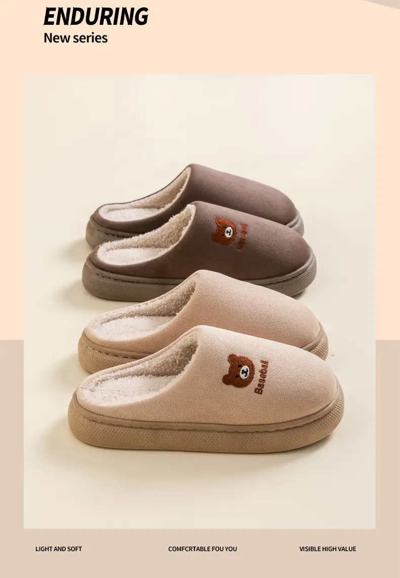 Bear Shaped Cotton Slippers for Women Warm Indoor Winter — feature 8