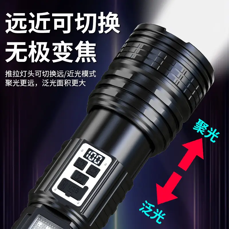 New Yellow & White Double Laser Flashlight with Red & Blue COB Lights