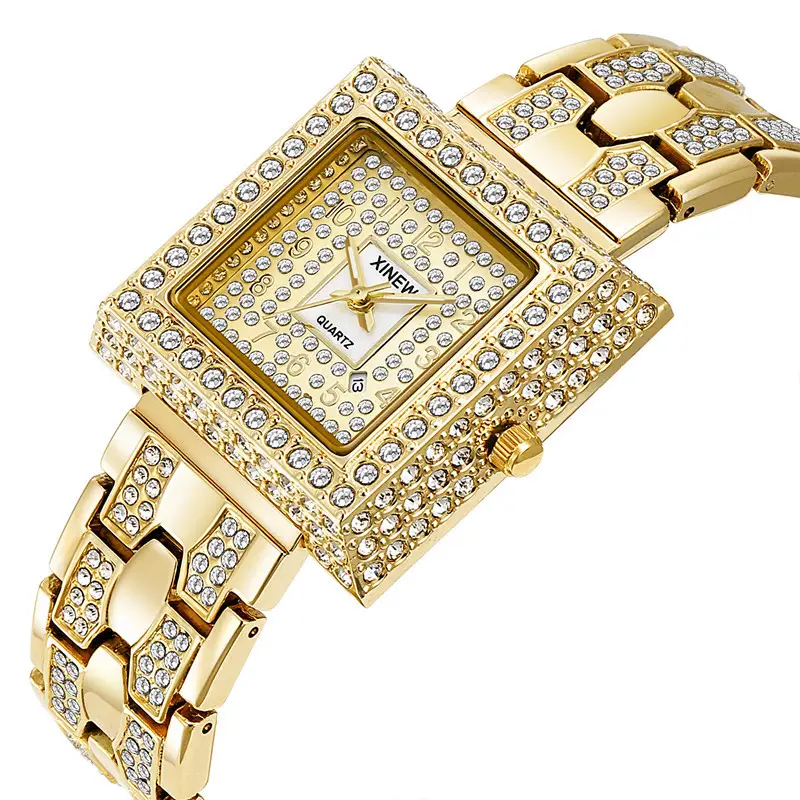 Gold Diamond Watch for Women Luxury Quartz Gift - Image 3
