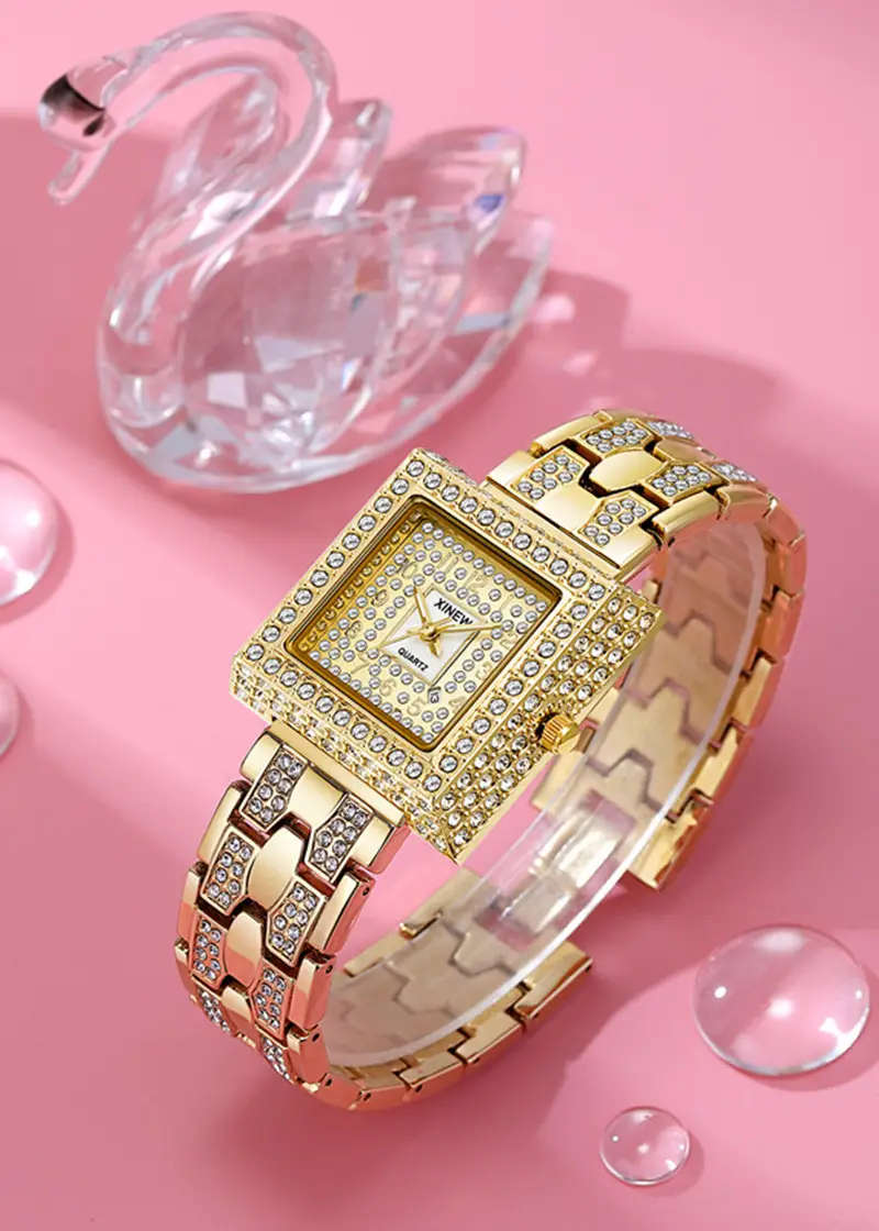 Gold Diamond Watch for Women Luxury Quartz Gift — feature 3