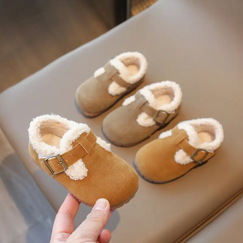 Girls' Soft Leather Baby Shoes Brown Winter
