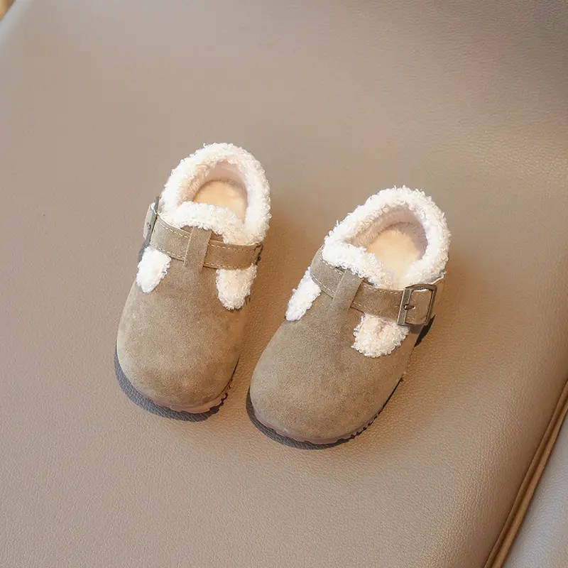 Girls' Soft Leather Baby Shoes Brown Winter