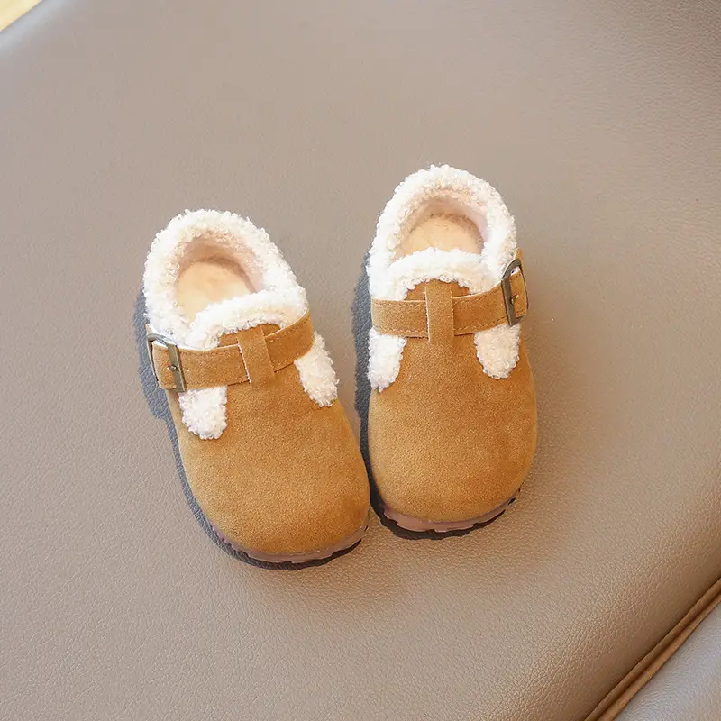 Girls' Soft Leather Baby Shoes Brown Winter