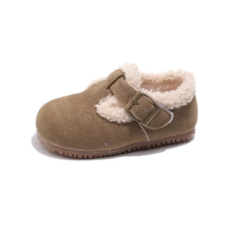 Girls' Soft Leather Baby Shoes Brown Winter