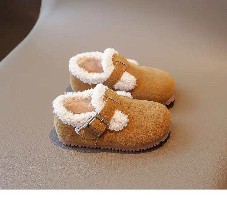 Girls' Soft Leather Baby Shoes Brown Winter — feature 12