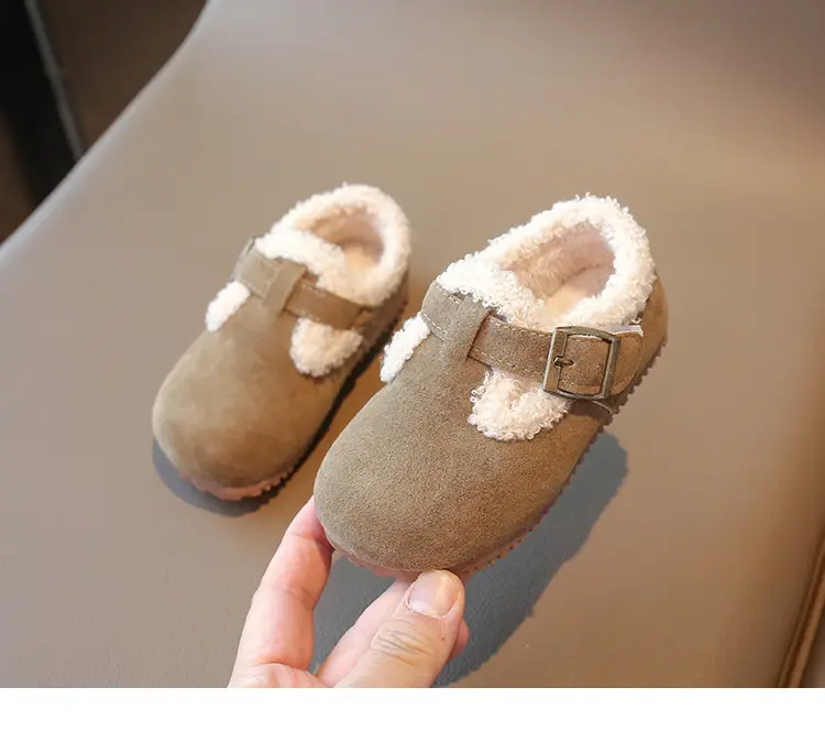 Girls' Soft Leather Baby Shoes Brown Winter — feature 13