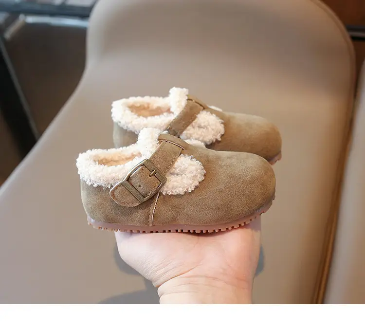 Girls' Soft Leather Baby Shoes Brown Winter — feature 14