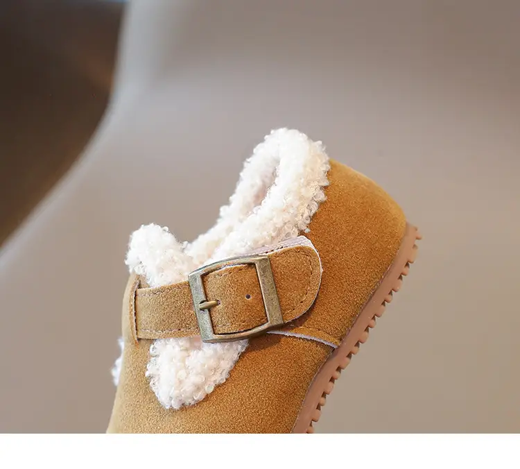 Girls' Soft Leather Baby Shoes Brown Winter — feature 18