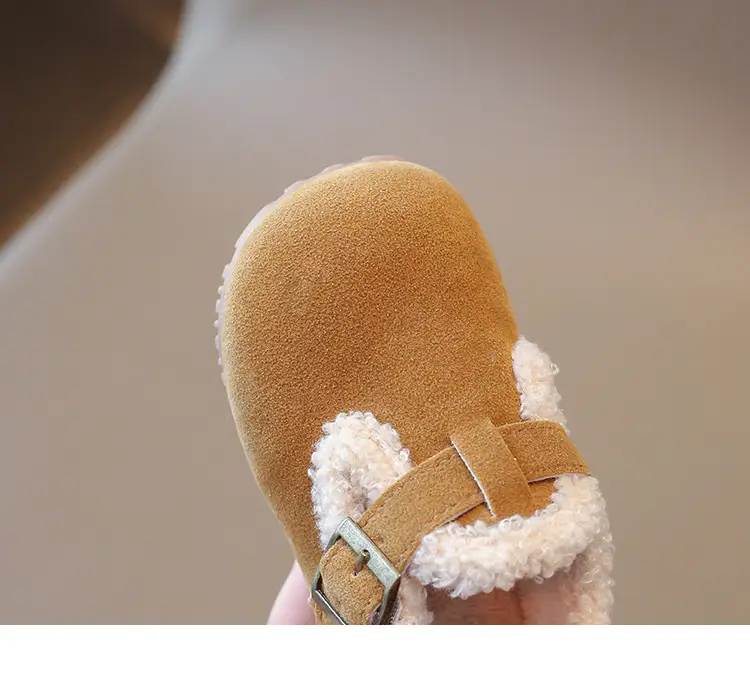 Girls' Soft Leather Baby Shoes Brown Winter — feature 19