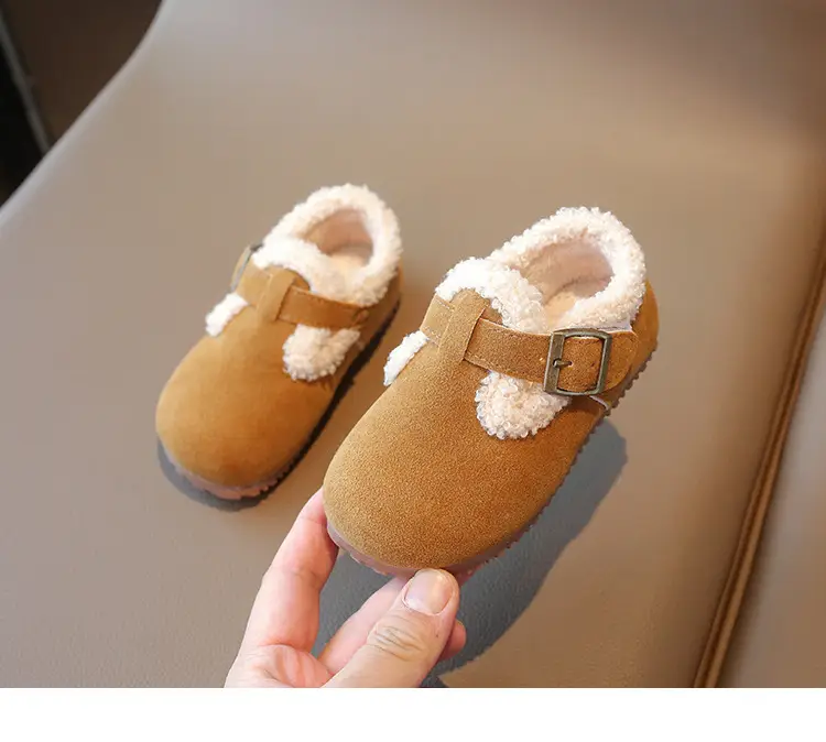 Girls' Soft Leather Baby Shoes Brown Winter — feature 9