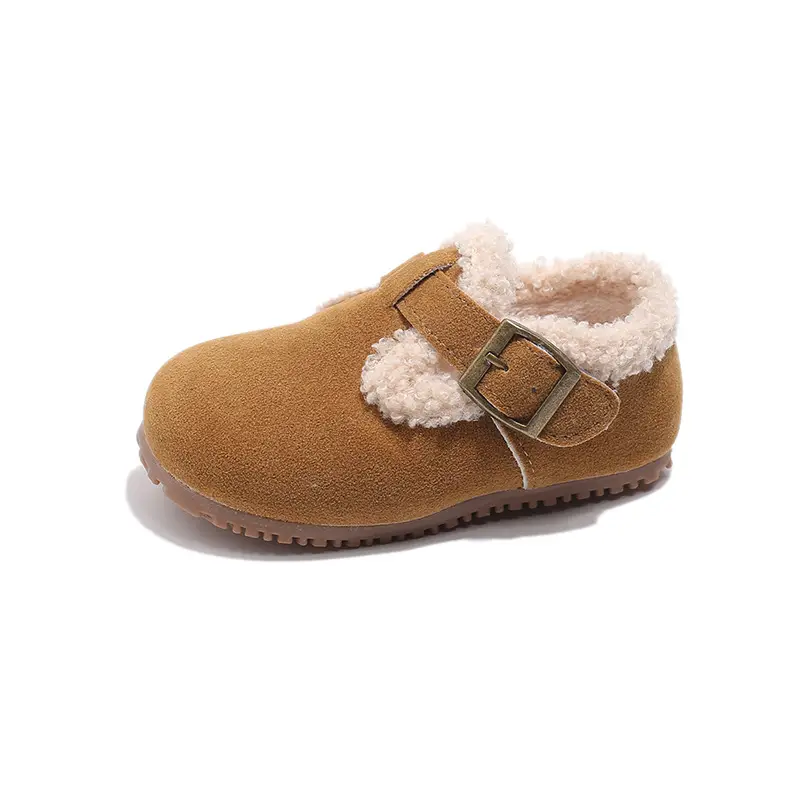Girls' Soft Leather Baby Shoes Brown Winter