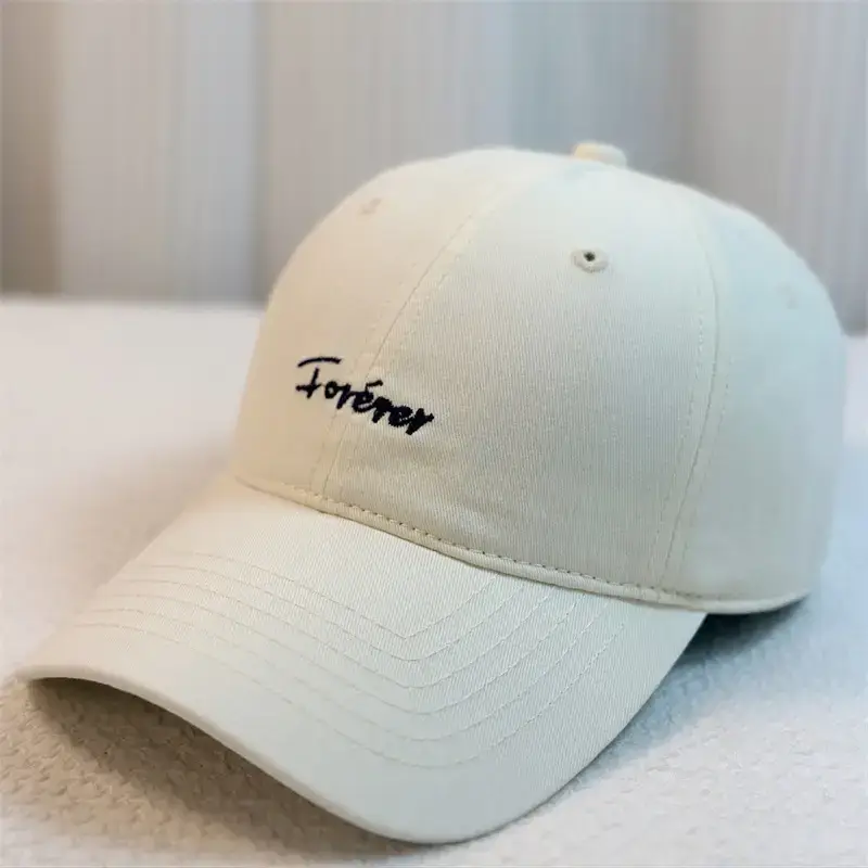 Korean-style Embroidered Baseball Cap Brown Pink - Image 2