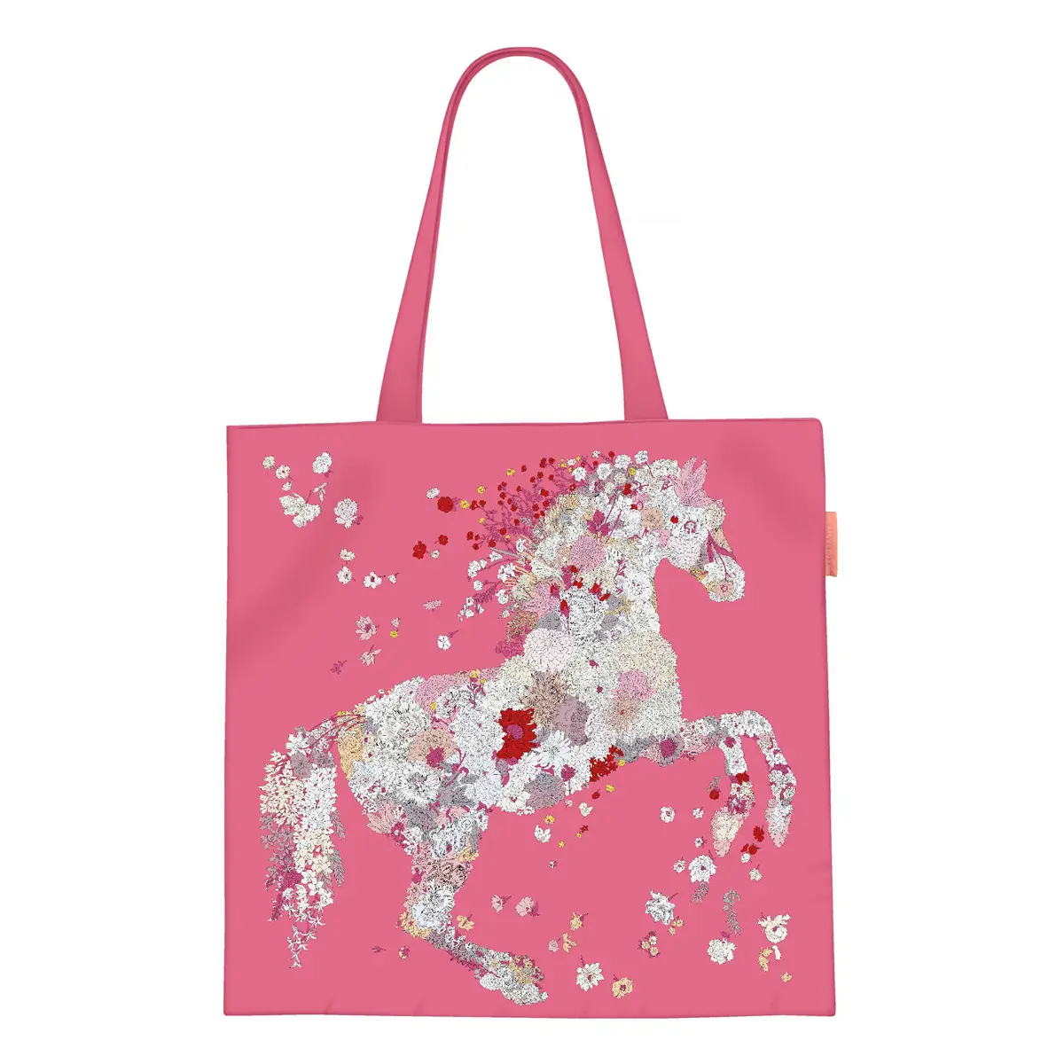 Women's Floral Canvas Handbag Orange 40x22cm - Image 8