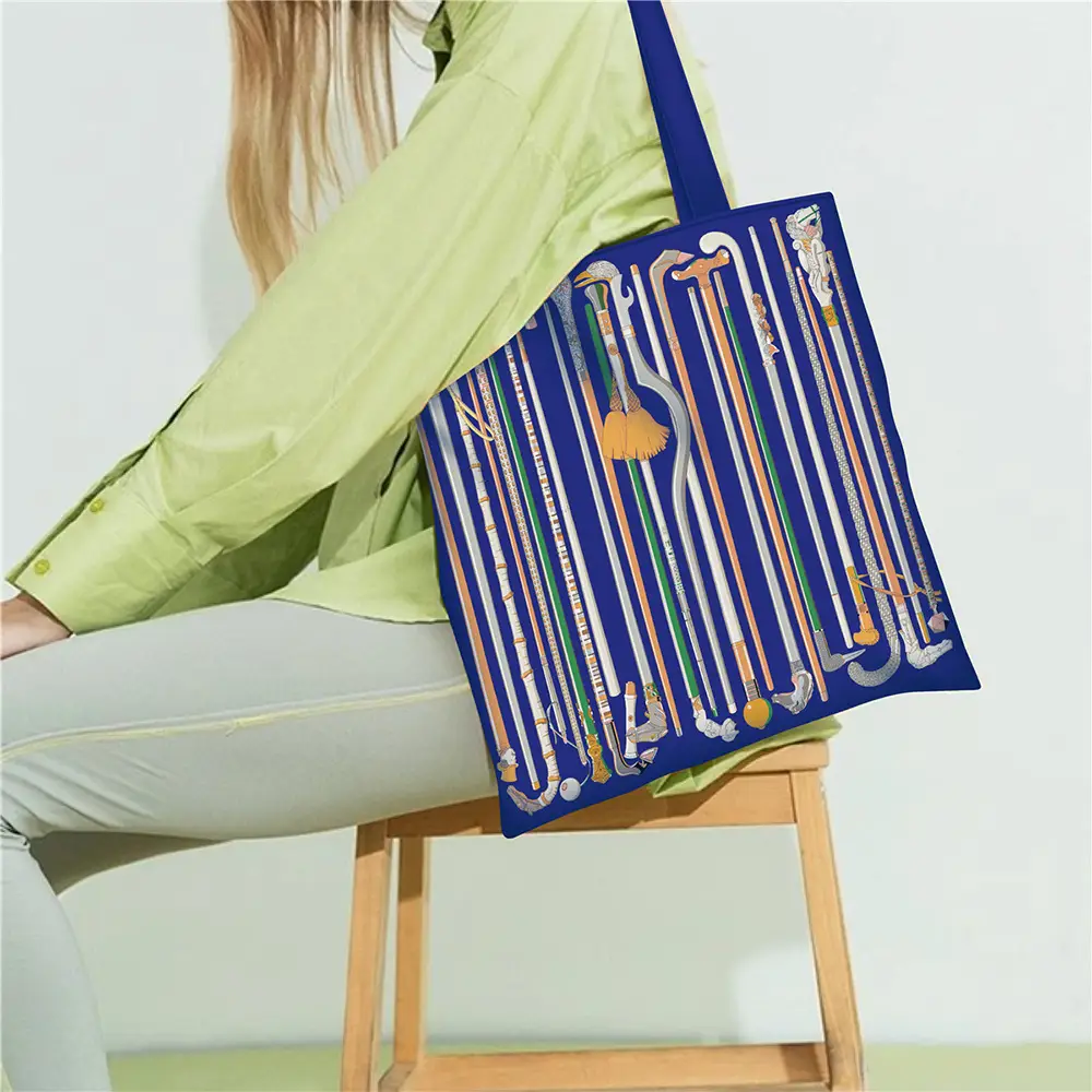 Korean Style Blue Striped Shoulder Bag for Women - Image 7