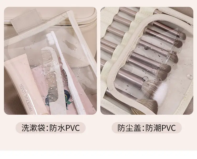 Portable Large Capacity Cosmetic Case with Travel Brush — feature 12