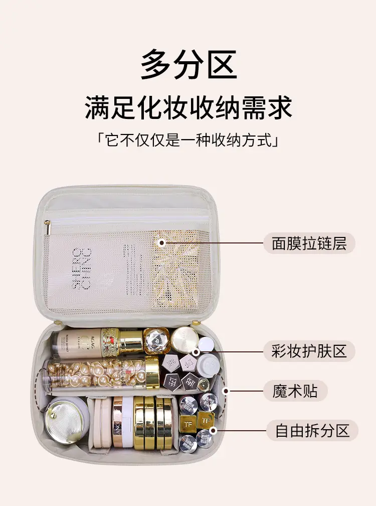 Portable Large Capacity Cosmetic Case with Travel Brush — feature 4