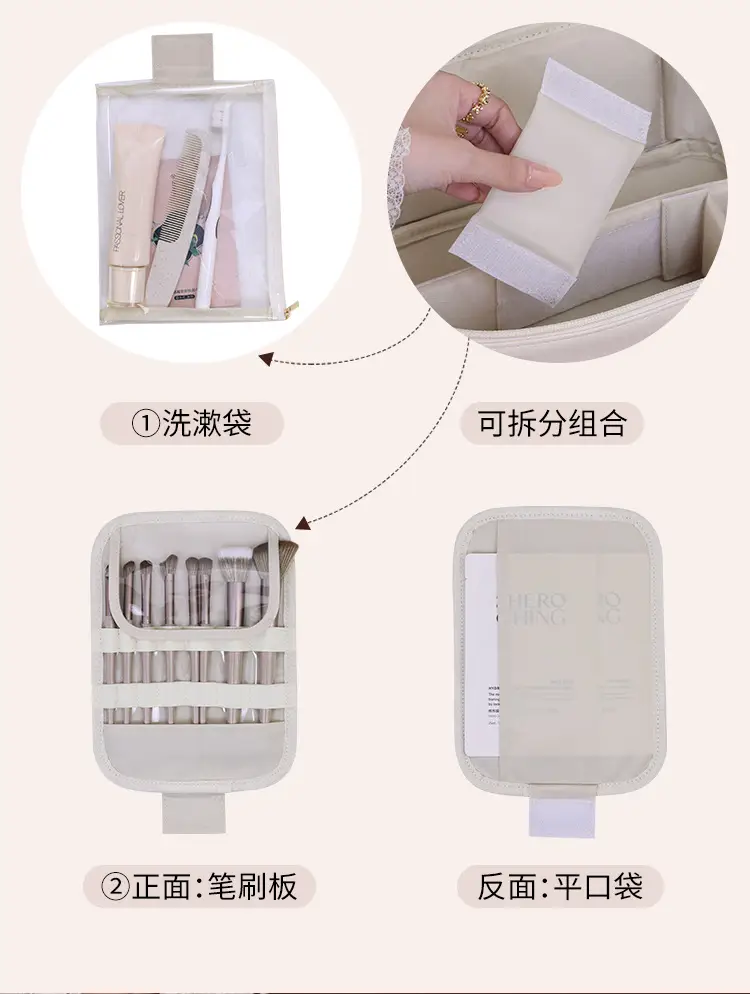 Portable Large Capacity Cosmetic Case with Travel Brush — feature 5