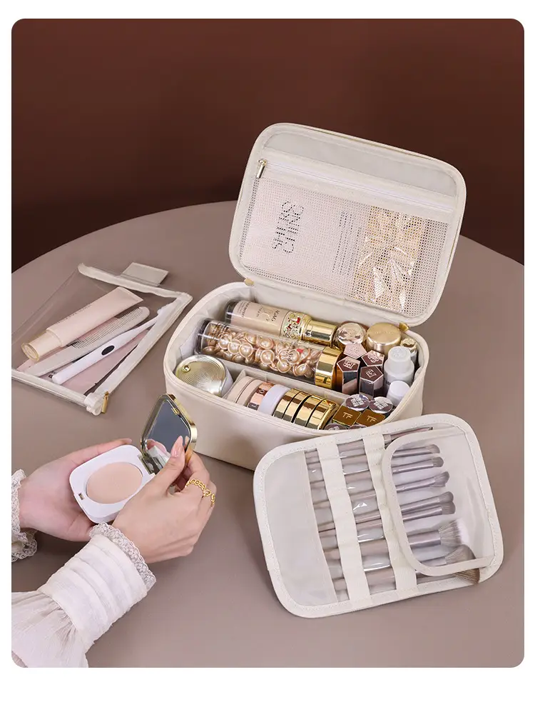Cross-border Partition Storage Portable Wash Bag Travel High-end Large Capacity Skin Care Cosmetic Brush Cosmetic Storage Bag — feature 13