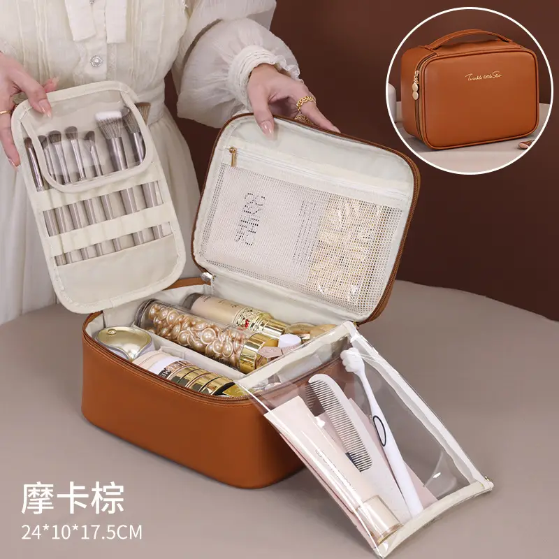 Cross-border Partition Storage Portable Wash Bag Travel High-end Large Capacity Skin Care Cosmetic Brush Cosmetic Storage Bag