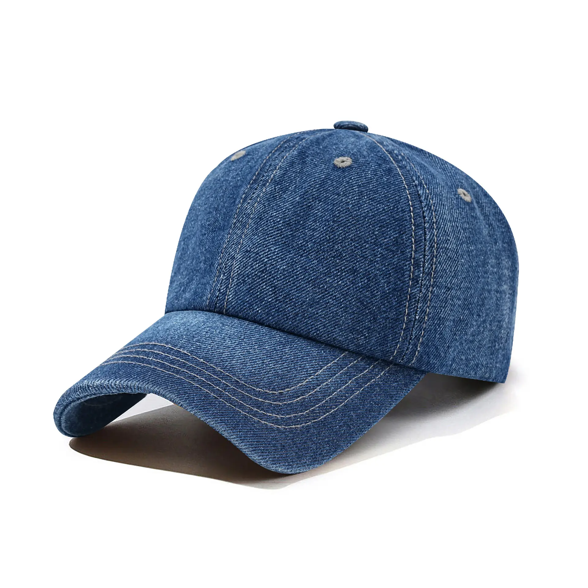 Men Denim Baseball Cap Blue Distressed Sun Hat - Image 5