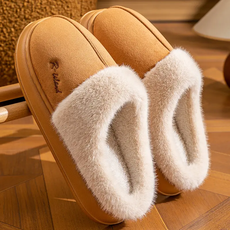 Cotton Slippers Women's Winter New Home Plush Warm Thick Bottom Non-slip Floor Mute Cotton Shoes for Men's Outer Wear Free Shipping - Image 3