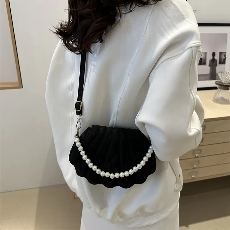 Women's Pearl Embellished Shoulder Bag White - Image 7