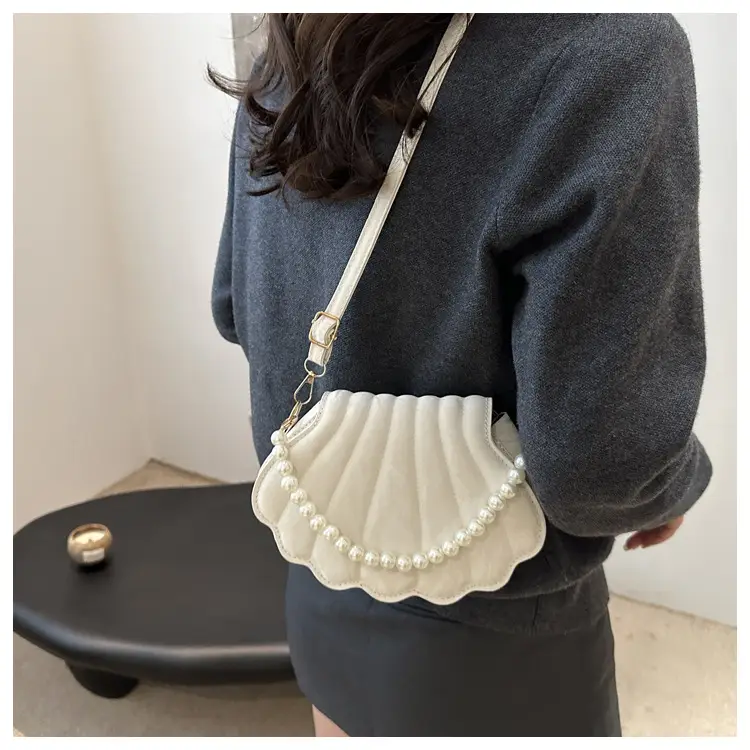 Women's Pearl Embellished Shoulder Bag White — feature 21