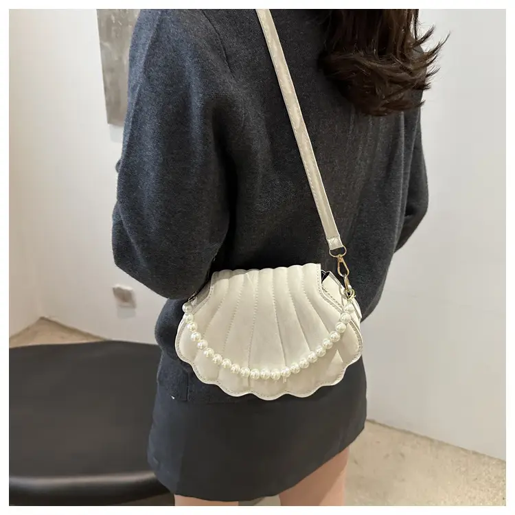 Women's Pearl Embellished Shoulder Bag White — feature 22