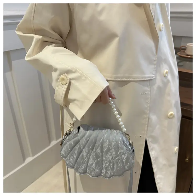 Women's Pearl Embellished Shoulder Bag White — feature 25