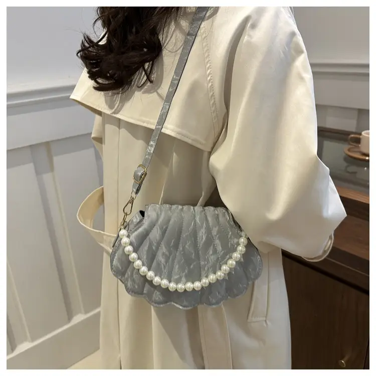 Women's Pearl Embellished Shoulder Bag White — feature 26