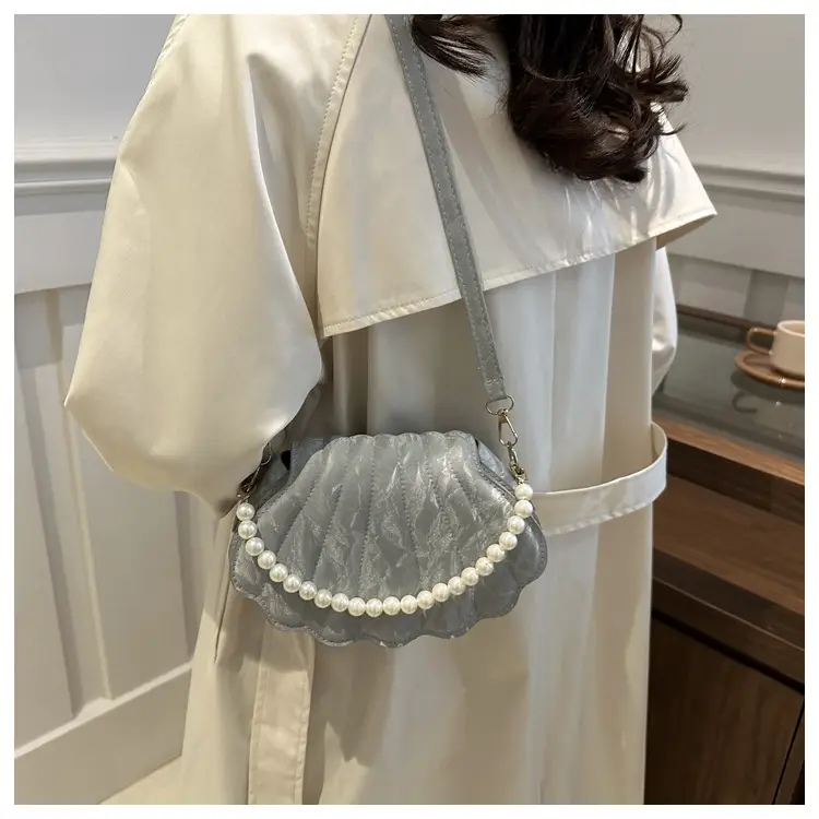 Women's Pearl Embellished Shoulder Bag White — feature 27