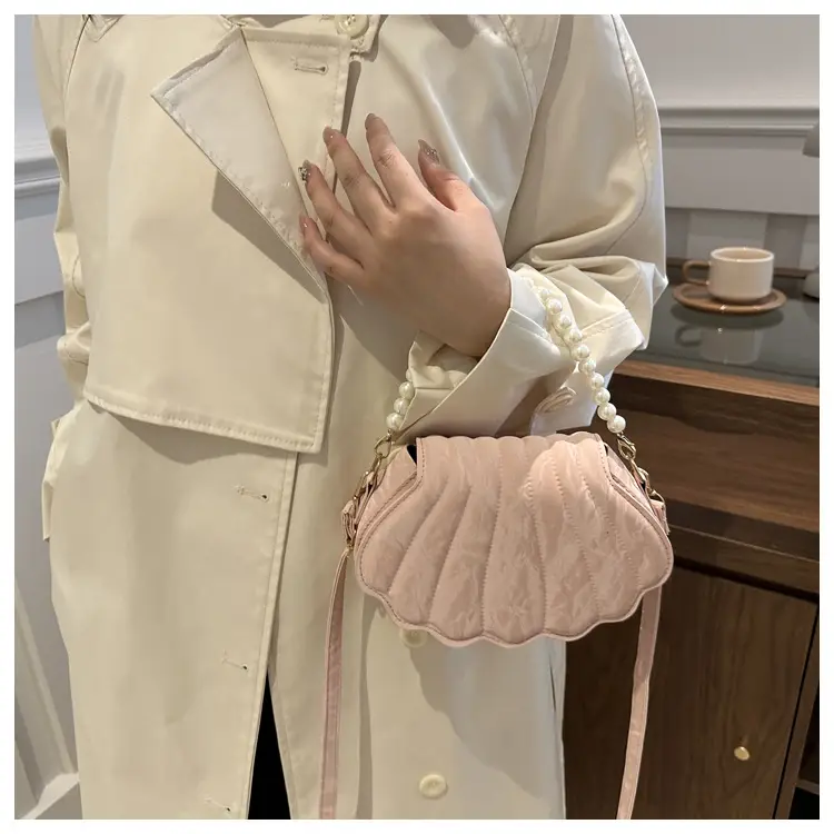 Women's Pearl Embellished Shoulder Bag White — feature 30