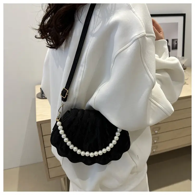 Women's Pearl Embellished Shoulder Bag White — feature 35