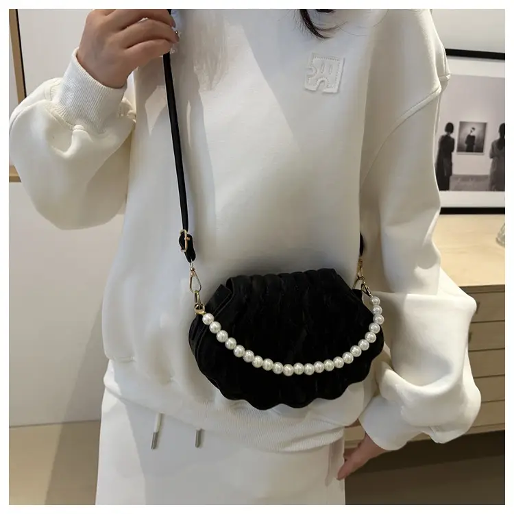 Women's Pearl Embellished Shoulder Bag White — feature 37