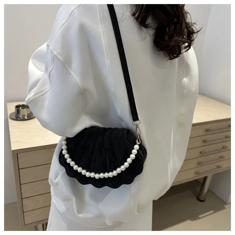Women's Pearl Embellished Shoulder Bag White — feature 38