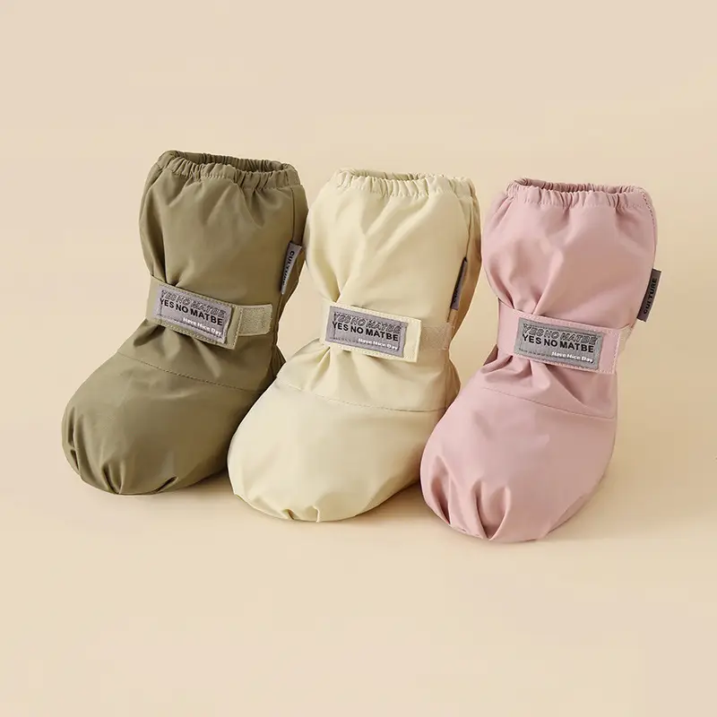 Children's Waterproof Fleece Baby Shoes Cream Two-In-One