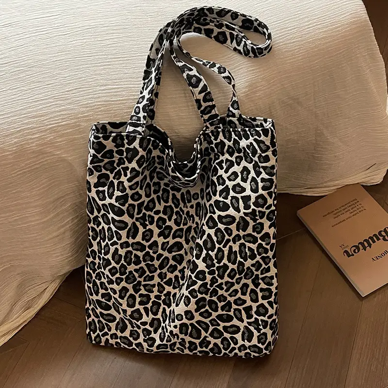 Women's Leopard Print Canvas Shoulder Bag 2024 - Image 5