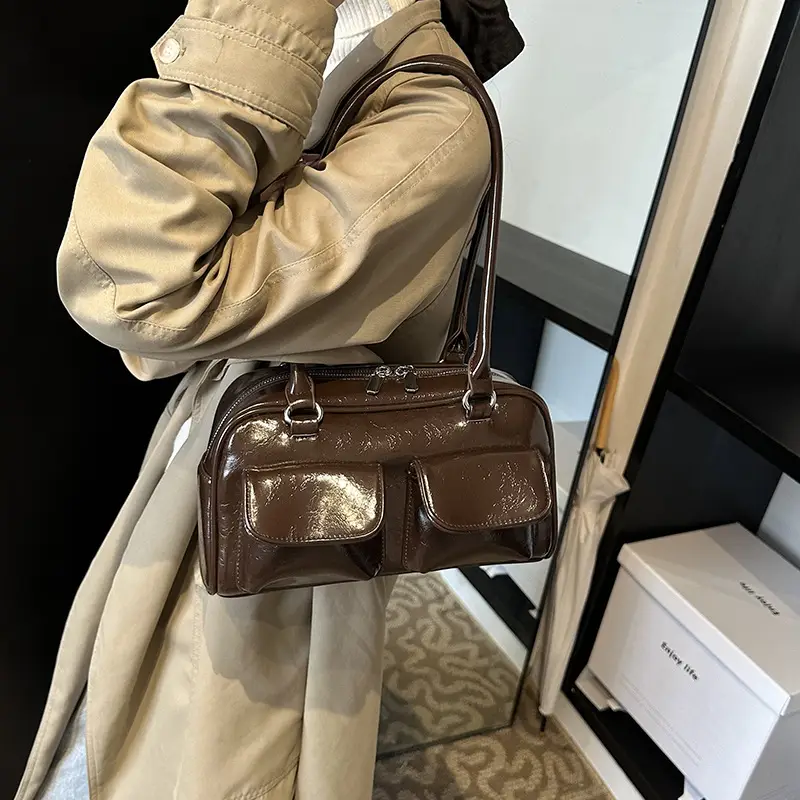 Women's 2024 Autumn Shoulder Bag Brown Korean Style - Image 9