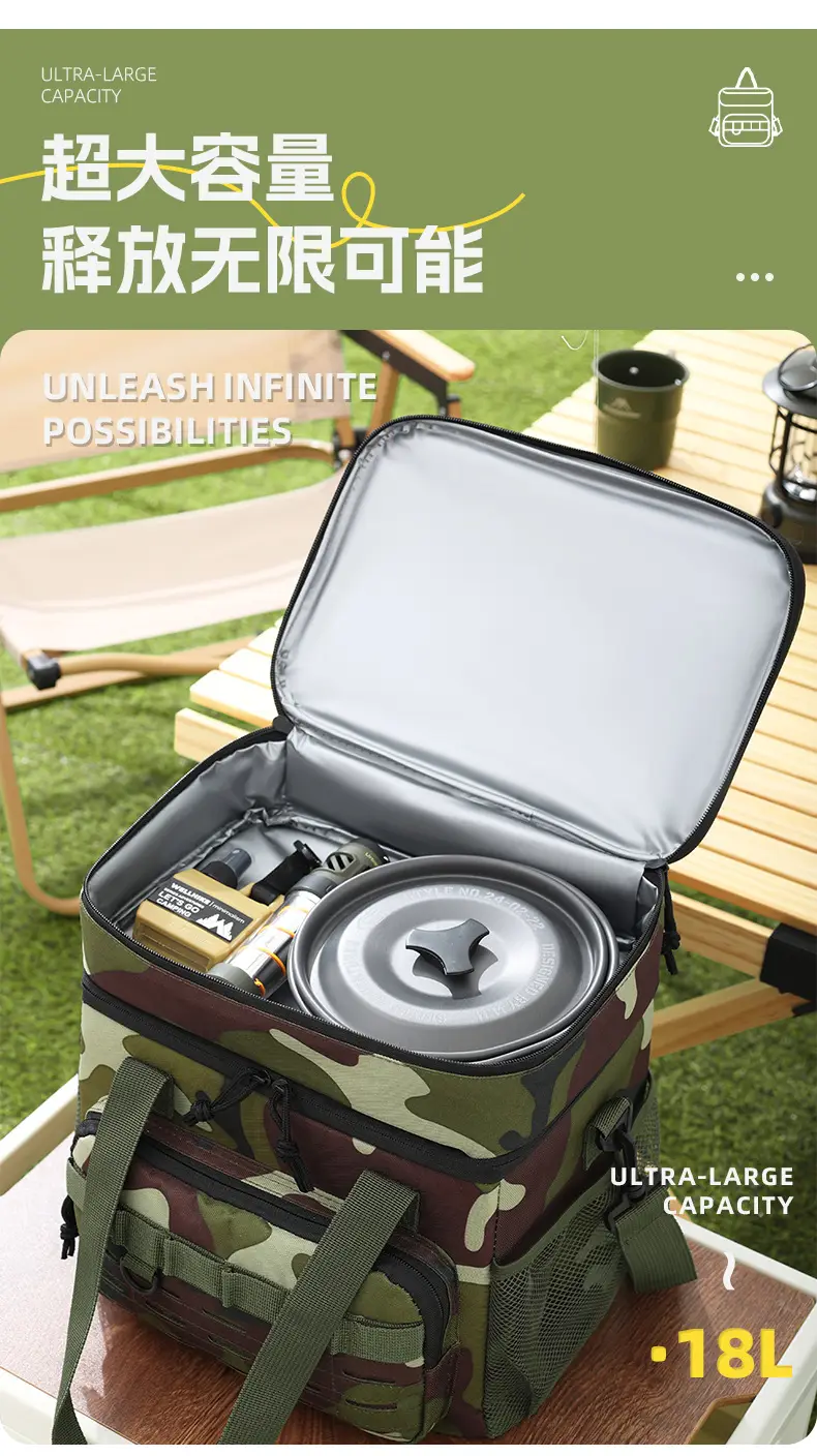 Camouflage Insulated Picnic Bag with Double Layer Ice Pack — feature 6