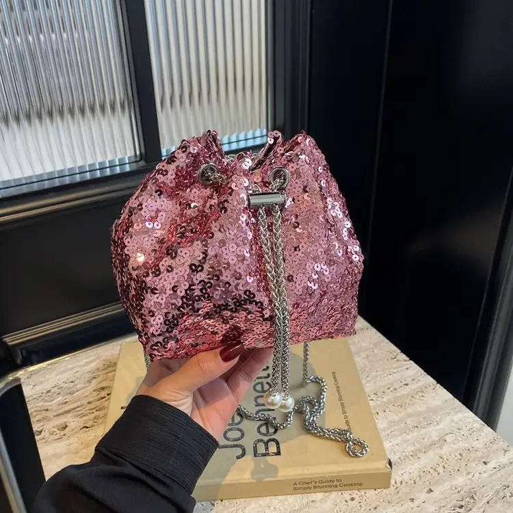 Sequins Bucket Bag Women 2024 High-end Chain - Image 6