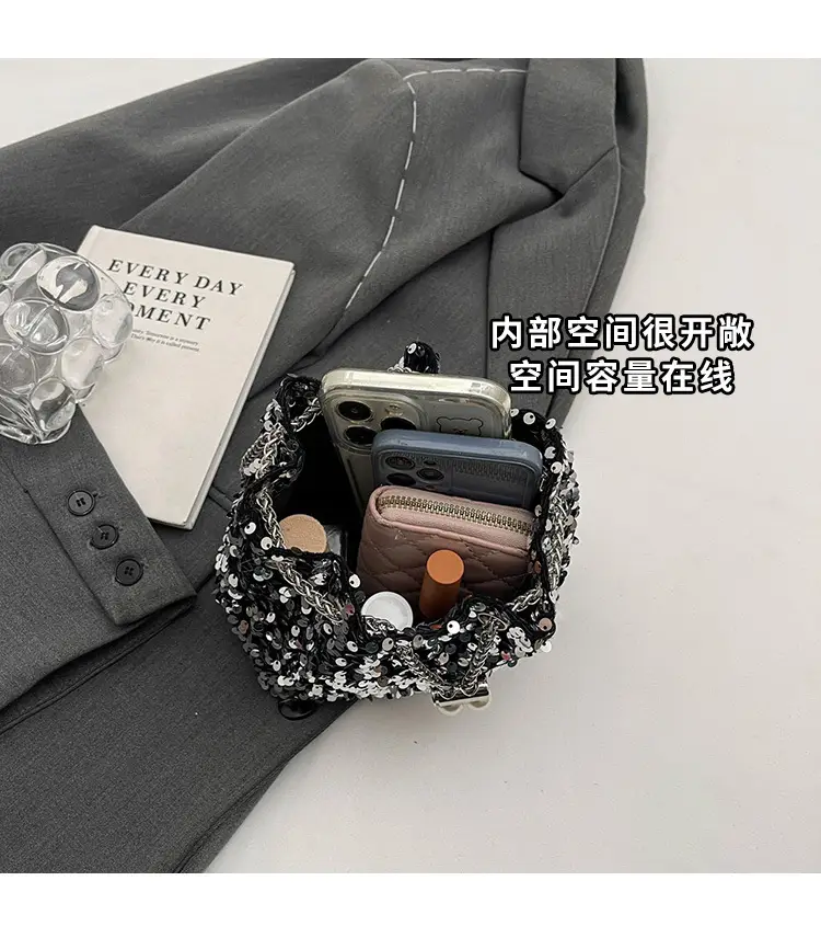 Sequins Bucket Bag Women 2024 High-end Chain — feature 7