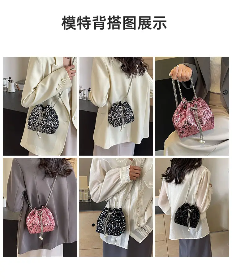 Sequins Bucket Bag Women 2024 High-end Chain — feature 8