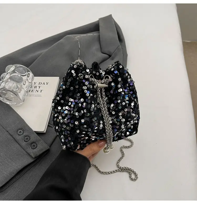 Sequins Bucket Bag Women 2024 High-end Chain - Image 2