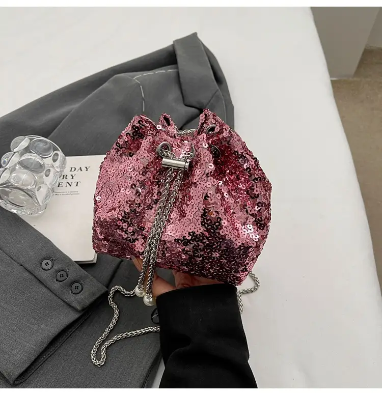 Sequins Bucket Bag Women 2024 High-end Chain - Image 3