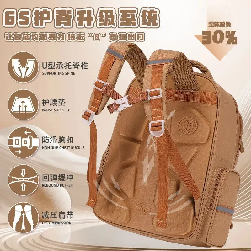 Kapibala Schoolbag Primary School Students Grades 1-3-6 Spine Protection and Burden Reduction Cartoon Kidsren's Schoolbag Large Capacity Backpack