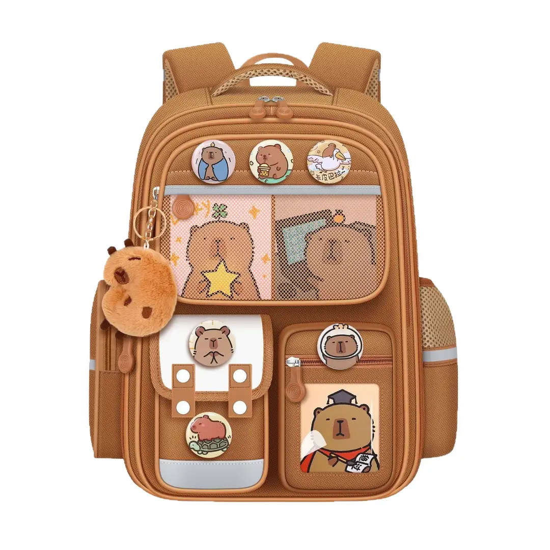 Kapibala Schoolbag Primary School Students Grades 1-3-6 Spine Protection and Burden Reduction Cartoon Kidsren's Schoolbag Large Capacity Backpack