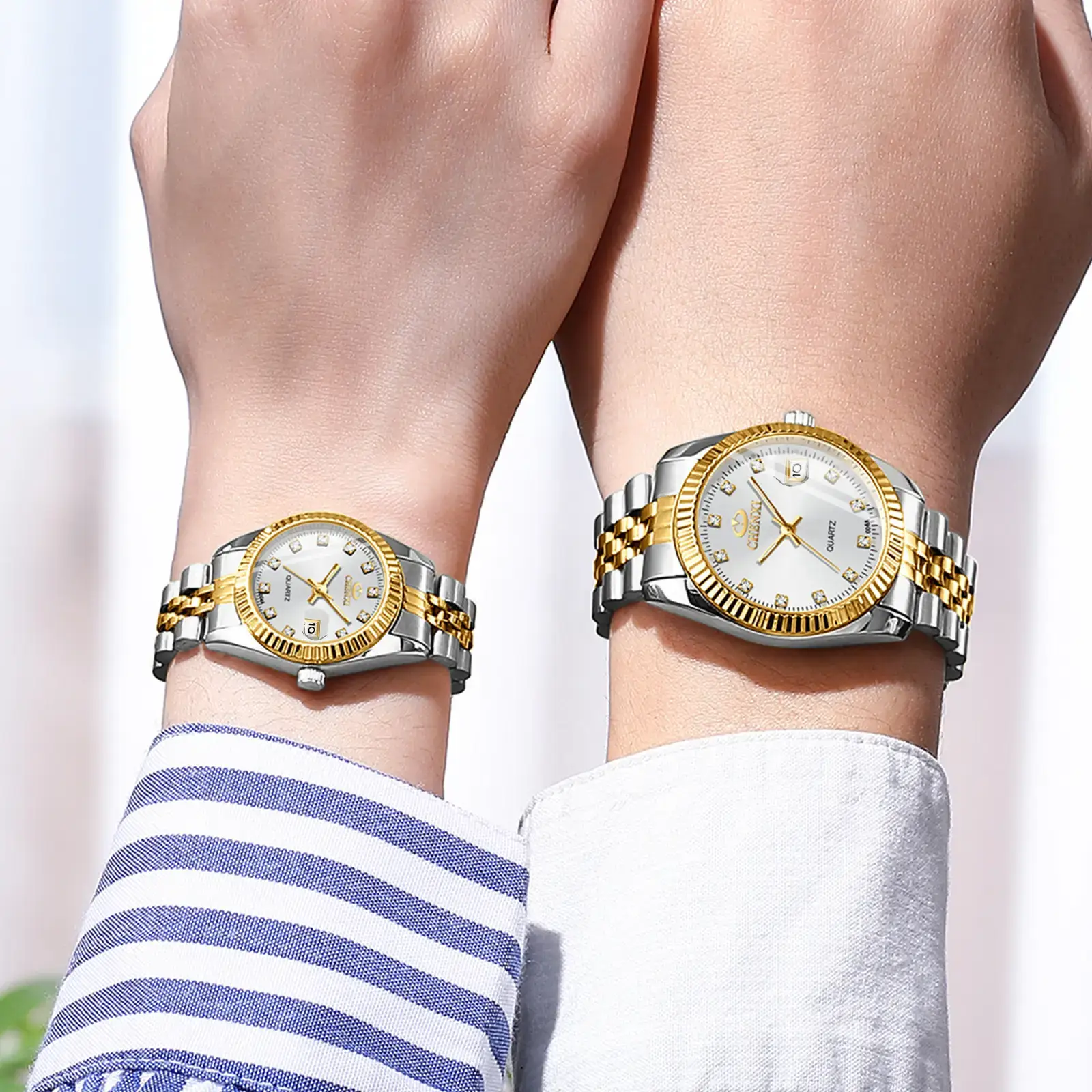 Chenxi Gold Silver Couple Watches with Calendar & Quartz - Image 8