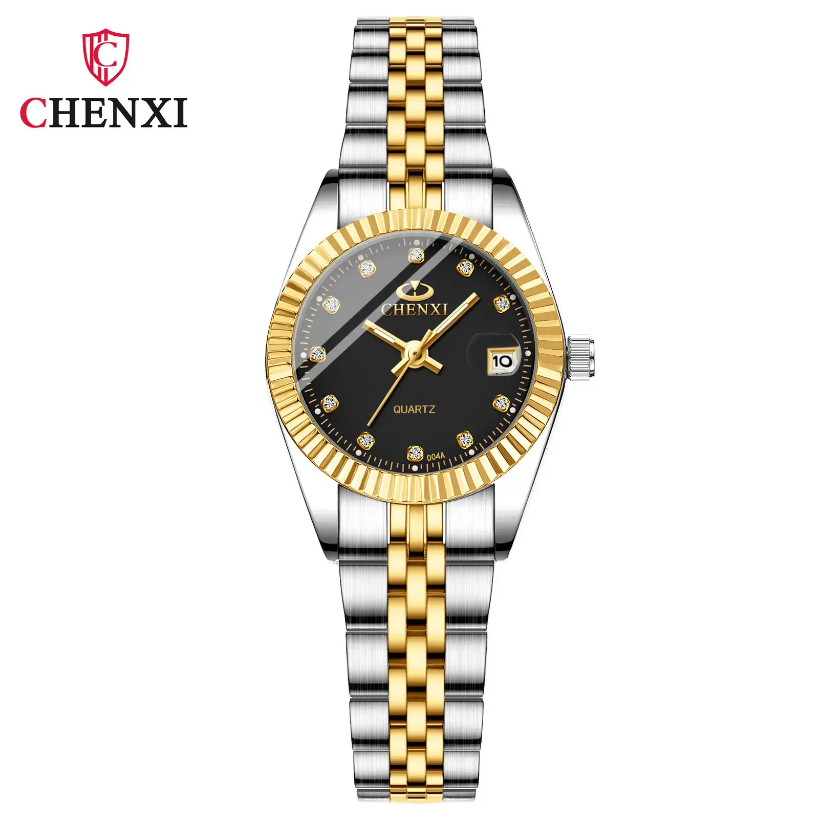 Chenxi Gold Silver Couple Watches with Calendar & Quartz - Image 2